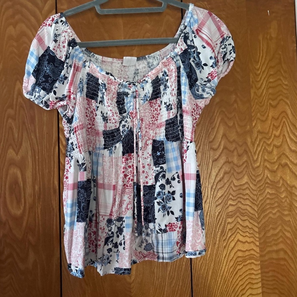 No Boundaries Smocked Puff Sleeve Blouse in Pink and Black